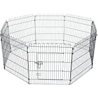 PawHut Parque Perros Jaula Plegable Mascotas Cerca Entrenamiento Cachorros 8 Vallas (71x61cm)